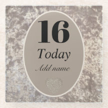 Personalised luxury velvet coaster gift 16th