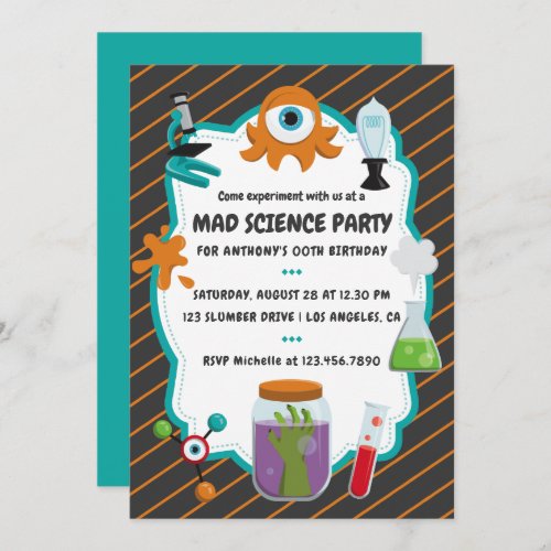 Personalised Mad Science Birthday Party Invitation