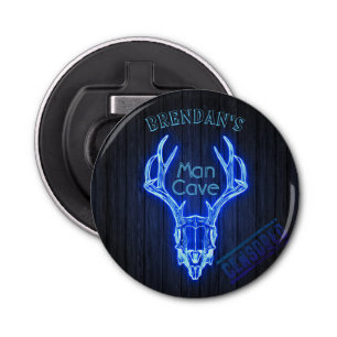 Personalised Man Cave Neon Deer Antlers Cool Bottle Opener