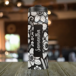 Personalised March Birth Flower Daffodil 16 oz Thermal Tumbler