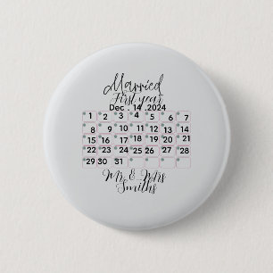 Personalised Married Calendar Date  Button