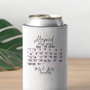 Personalised Married Calendar Date Ceramic Can Cooler