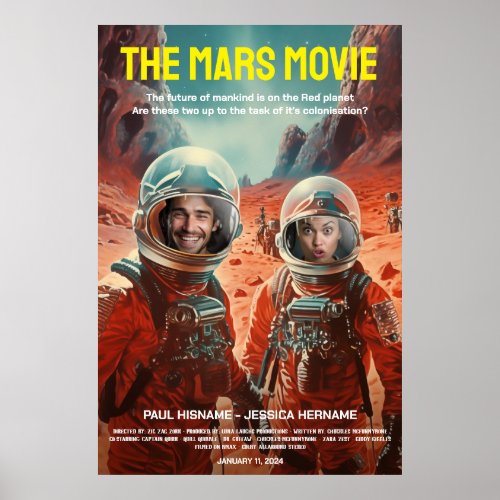 Personalised Mars Adventure Science Fiction Film Poster