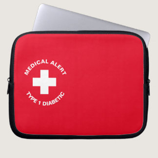 Personalised Medical Alert  Diabetic Red  Laptop Sleeve
