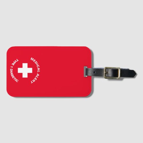 Personalised Medical Alert  Diabetic Red  Luggage Tag