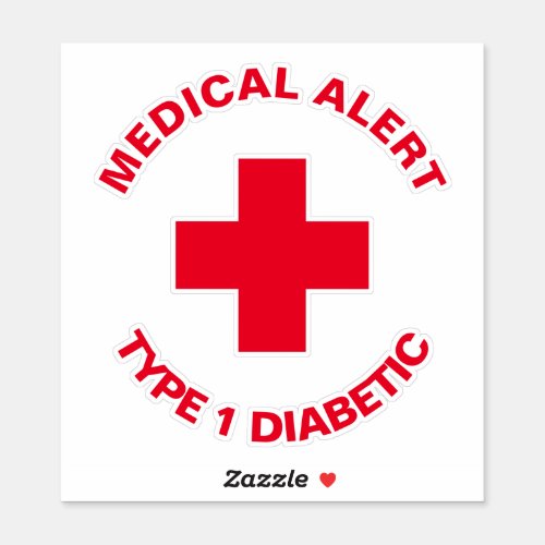Personalised Medical Alert  Diabetic Red  Sticker