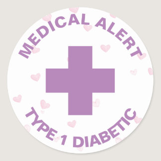 Personalised Medical Alert Insulin Diabetic Cute Classic Round Sticker