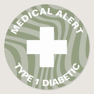 Personalised Medical Alert Insulin Diabetic Cute Classic Round Sticker