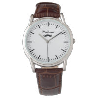 Personalised men's watch with brown leather band