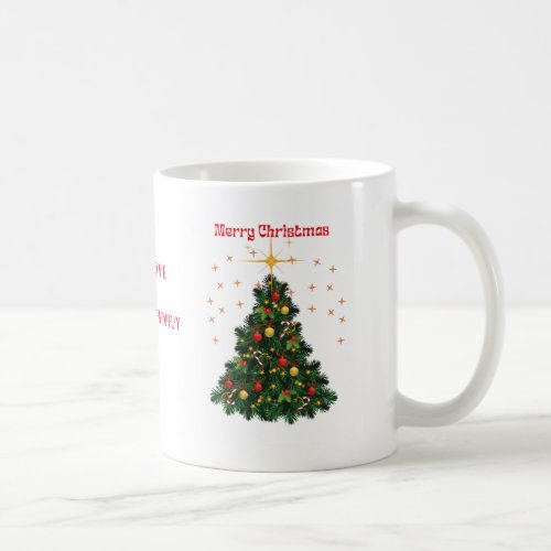 PERSONALISED MERRY CHRISTAMS CHRISTMAS TREE COFFEE MUG