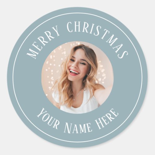 Personalised Merry Christmas for cards photo Classic Round Sticker