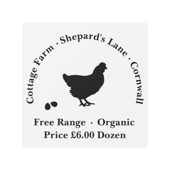 Personalised Metal Wall Sign - Free Range Eggs (Front)
