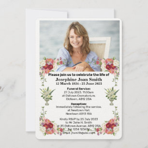 Personalised Minimalist Photo Funeral Invitation