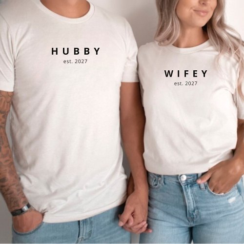 Personalised Minimalist Wifey Year Established    T_Shirt
