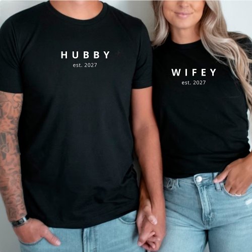 Personalised Minimalist Wifey Year Established   T T_Shirt