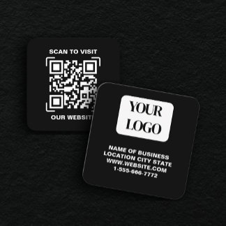 PERSONALISED Modern Black and QR CodeBusiness Card