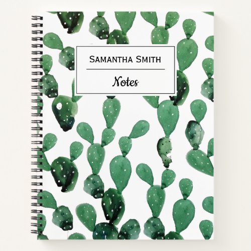 Personalised Modern Cactus Pattern Notebook