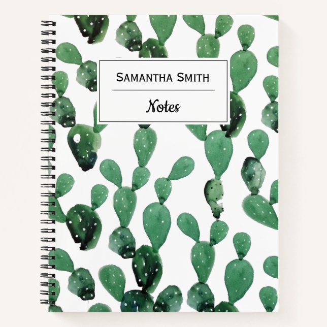 Personalised Modern Cactus Pattern Notebook (Front)