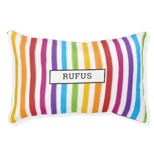 Personalised Modern Colorful Striped Dog Pet Bed