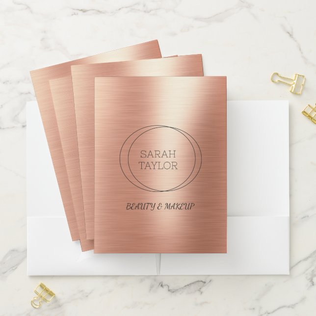 Personalised Modern Elegant Rose Gold Foil Name  Pocket Folder (In Situ)