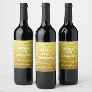 Personalised Modern Gold White Birthday Wine Label