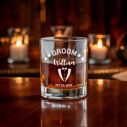 Personalised Modern Groom Whiskey Glass
