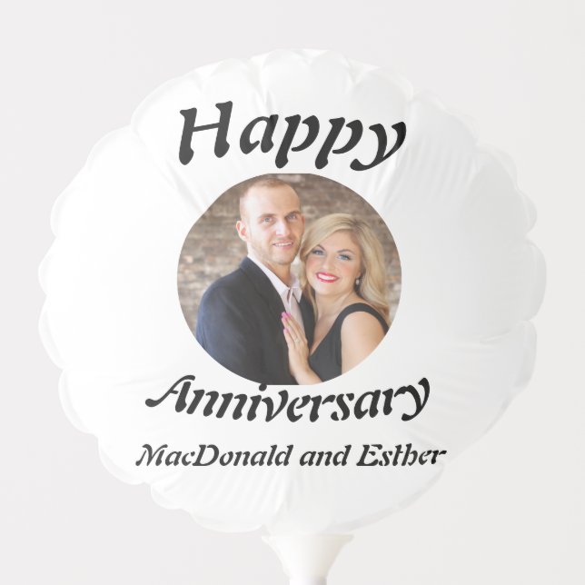 Personalised Modern Happy Anniversary photo  Balloon (Front)