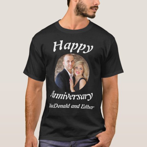 Personalised Modern Happy Anniversary photo  T_Shirt
