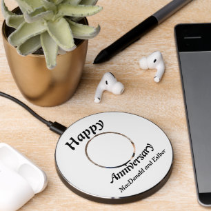 Personalised Modern Happy Anniversary photo  Wireless Charger