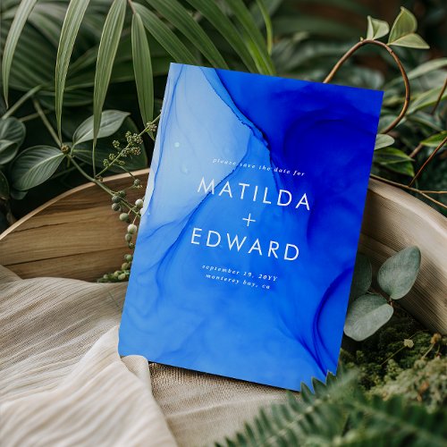 Personalised Modern Ink Bold Navy Blue Wedding  Invitation