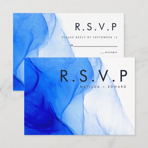 Personalised Modern Ink Wedding Bold Blue Abstract Enclosure Card