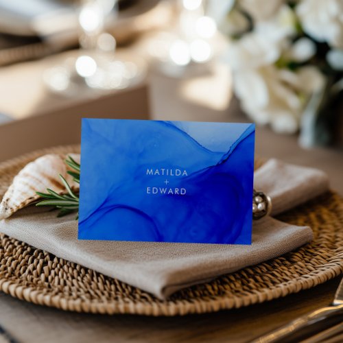 Personalised Modern Ink Wedding Details Bold Blue Enclosure Card