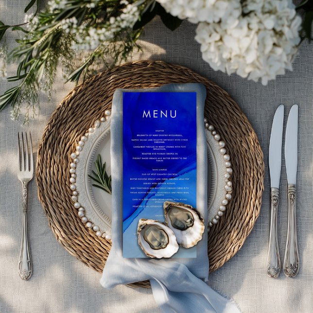 Personalised Modern Ink Wedding Menu Bold Blue (Creator Uploaded)