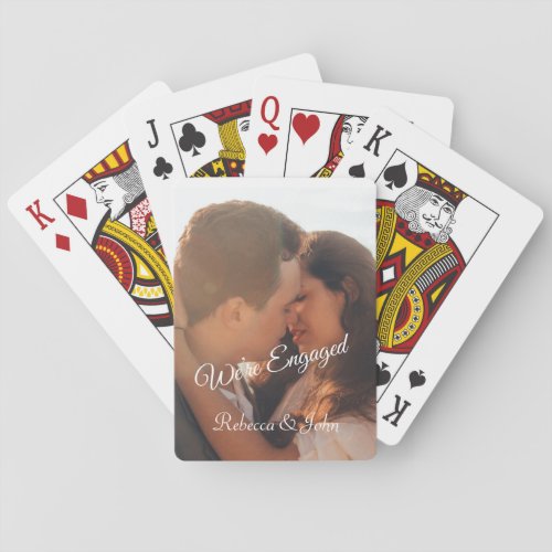 Personalised Modern Photo Engagement Calligraphy  Poker Cards
