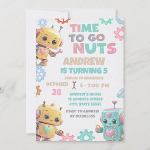 Personalised Modern Robot Birthday Party Invitation