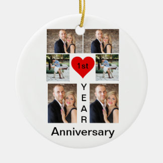 Personalised Modern trendy Anniversary Ceramic Ornament