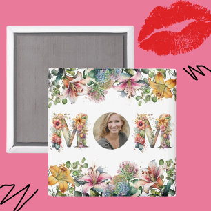 Personalised MOM Mothers Day flower Photo Magnet