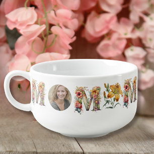 Personalised MOM Mothers Day flower Photo soup Mug