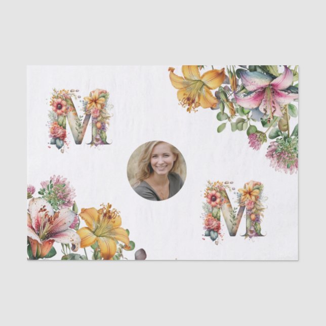 Personalised MOM Mothers Day flower Photo Tissue Paper (Front)