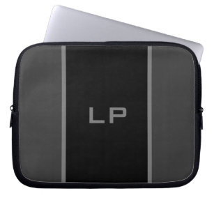 Personalised monogram black stripe laptop sleeve