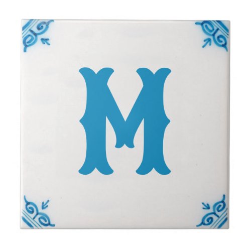 personalised monogram Blue Delft Tile