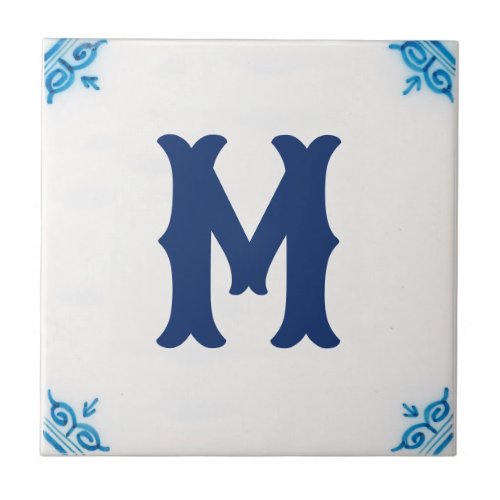 personalised monogram Blue Delft Tile