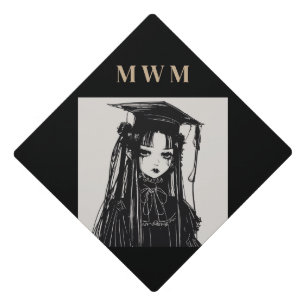 Personalised Monogram Goth Graduation Cap Topper