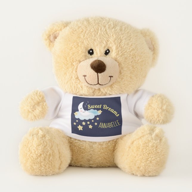 Personalised Moon and Stars Sweet Dreams Teddy Bear (Front)