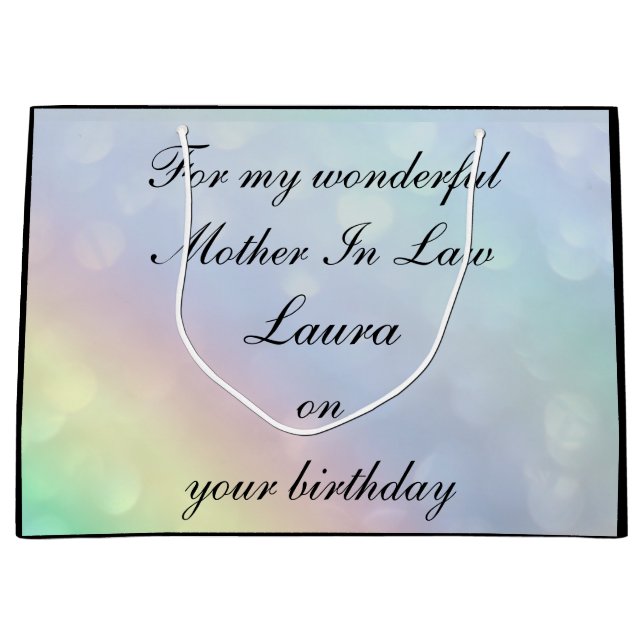 Personalised Mother In Law Birthday Large Gift Bag (Front)