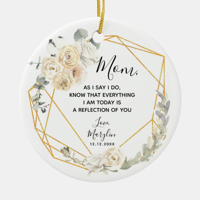 Personalised Mother of the Bride Floral Gift Ceramic Ornament (Front)