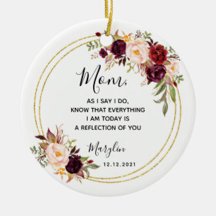 Personalised Mother of the Bride Marsala Floral Ceramic Ornament
