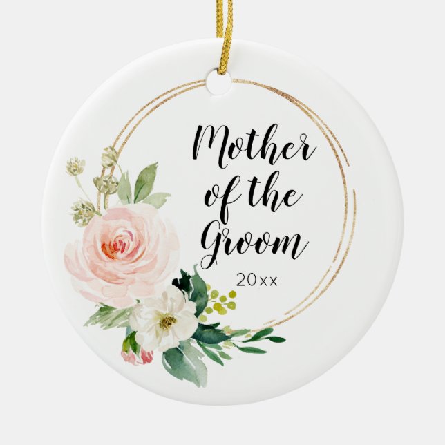 Personalised Mother of the Groom Wedding Keepsake Ceramic Ornament (Front)