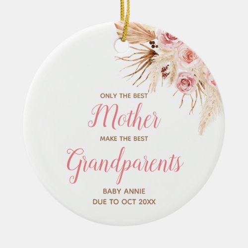Personalised Mother Only The Best Boho Pink Flower Ceramic Ornament