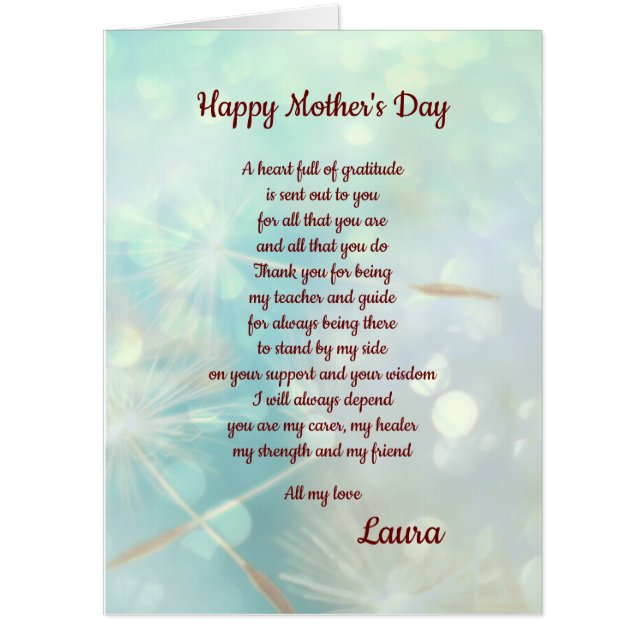 Personalised Mothers Day Card (Front)